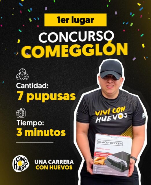 Felicidades al comegglón de pupusas de UNA CARRERA CON HUEVOS 😎🍳✨🙌🏼
Si lo conocen pongan sus etiquetas ✨🍳🙌🏼😎