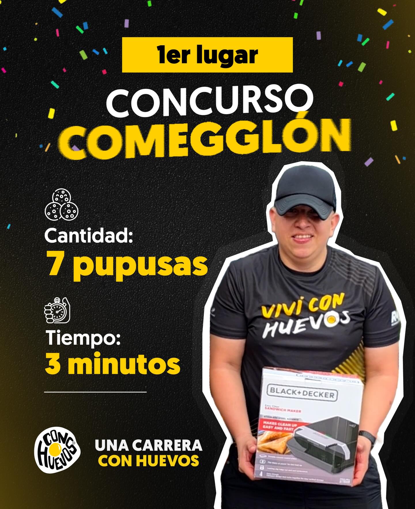 Felicidades al comegglón de pupusas de UNA CARRERA CON HUEVOS 😎🍳✨🙌🏼
Si lo conocen pongan sus etiquetas ✨🍳🙌🏼😎