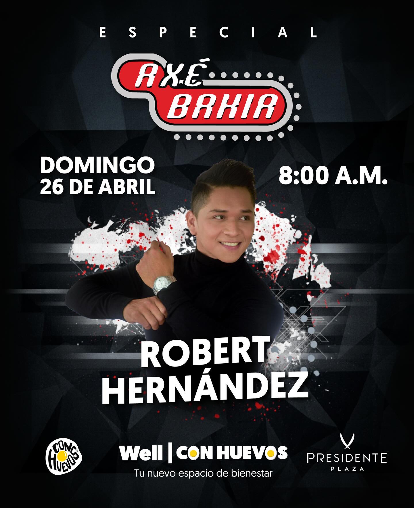 Este domingo bailaremos al ritmo de @grupoaxebahia junto a @robert_hernandez.sv 😎✨❤️☺️ te esperamos en la clase de baile a partir de las 8:00 a.m. en 4to nivel, terraza de @presidenteplaza 🙌🏼
Recorda que este espacio es totalmente GRATIS, gracias a @conhuevos_sv y @presidenteplaza ✨😎🍳🙌🏼