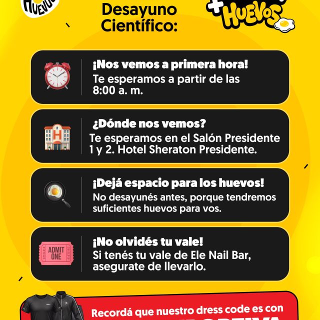 Se llegó el día 😎🍳✨🙌🏼

Aquí te dejamos recomendaciones para el evento de mañana 😎🍳✨🙌🏼

Nos vemos a las 8:00 a.m. en @sheratonpresidentesv 🤓